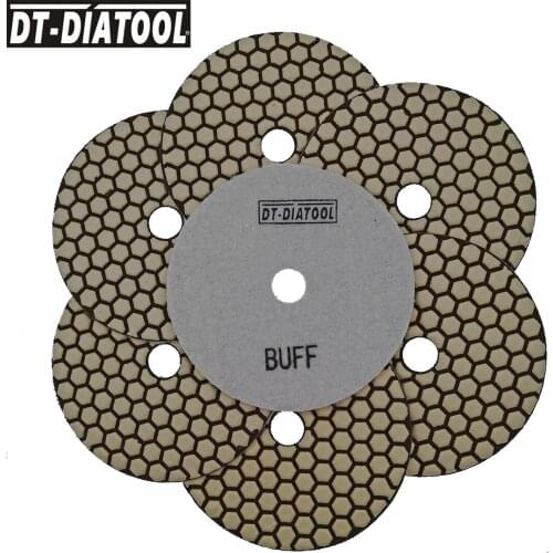 DT-DIATOOL 7pcs 5" White Buff B artificial Diamond Dry Polishing Pads For Granite Marble Ceramic for different shape polishing