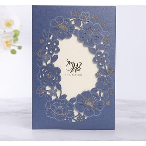 100pcs Laser Cut Wedding Invitation Cards Greeting Card Engagement Hollow Favors Customized Wedding Decoration Party Supplies