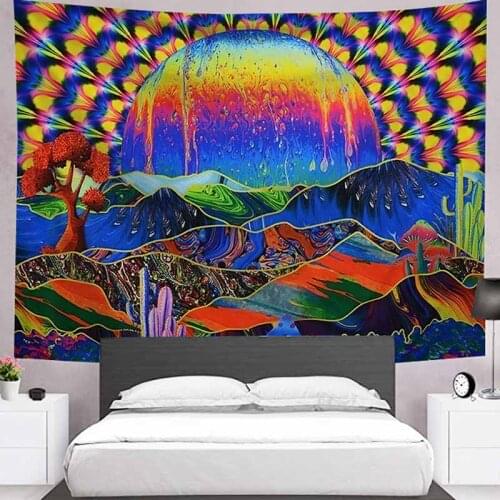 Psychedelic Tapestry Wall Hanging Room Decor Hippie Wall Tapestry Fabric Series Diagram Large Background Printed Curtain Cloth