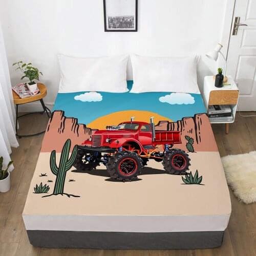 Car Cartoon Kids Elastic fitted sheet bed sheet With An Elastic Band 150x200 Mattress Cover Bed cover for children baby sun