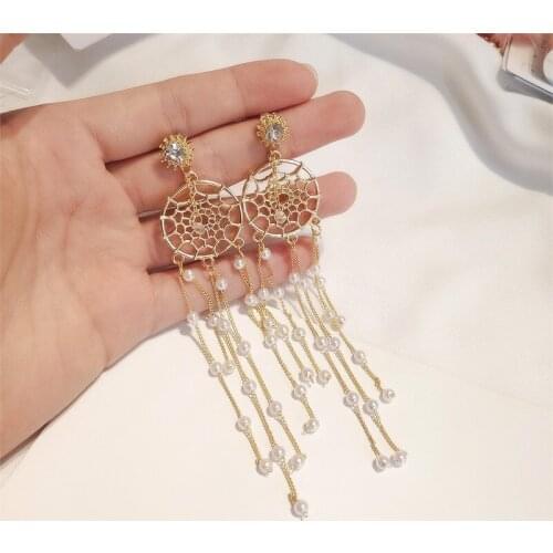 Pure Silver Pearl Tassel Earrings Women Minimalist Temperament High-end Touch Earrings Korean Personality Fashion Earrings
