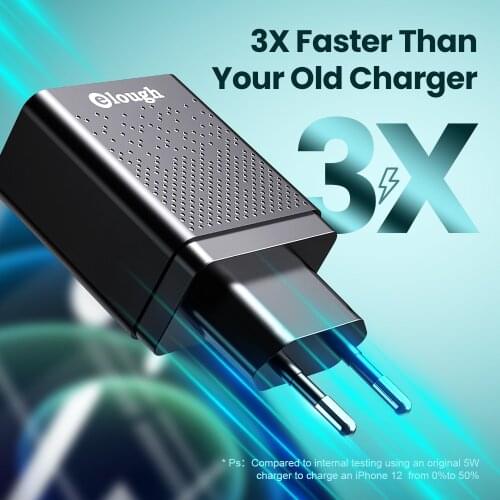 Elough 3X Faster Quick Charge PD 4.0 QC 3.0 USB Type-C Safe Charger 4 Ports 20W Wall Charging For iPhone Huawei Samsung Charger