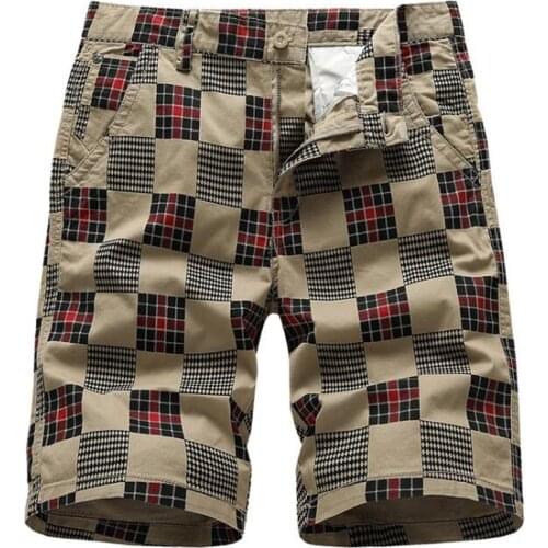 Summer shorts men100% cotton casual men shorts Bermuda masculina Male Straight Plaid Zipper Pants breeches Male Tactica shorts