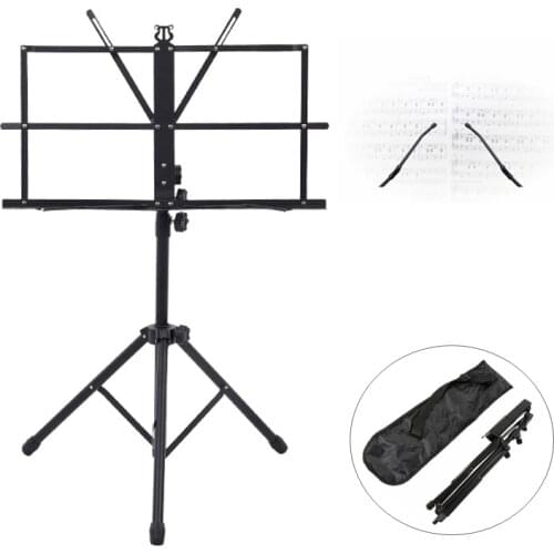 Folding Music Instrument Guitar Ukulele Stand Aluminum Alloy Height Adjustable Ukelele Tripod Stand Holder with Carrying Bag