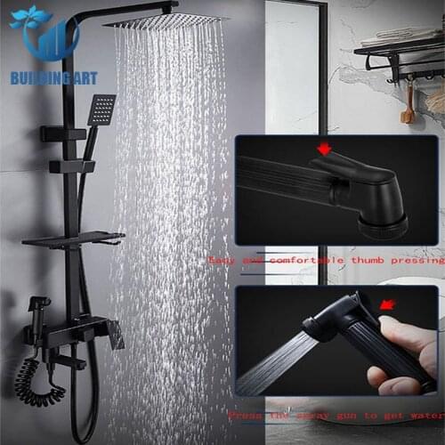 Black/Chrome Shower Faucets Bathroom Shower Mixer Shower Faucet Bidet Faucet Rainfall shower set Shower Spray Mixer Crane