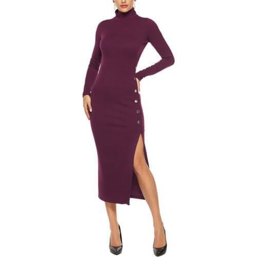Sexy Women Red Bodycon Maxi Dress Long Sleeve High Waist Slim Dress Elegant Club Party Night dresses Minimalist Casual Dress