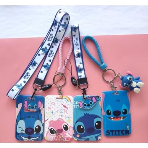 Stitch Mickey Mouse Card Cover Disney Fashion PVC Student Campus Card Minnie Hanging Neck Bag for Boys Girls ID Card Holder