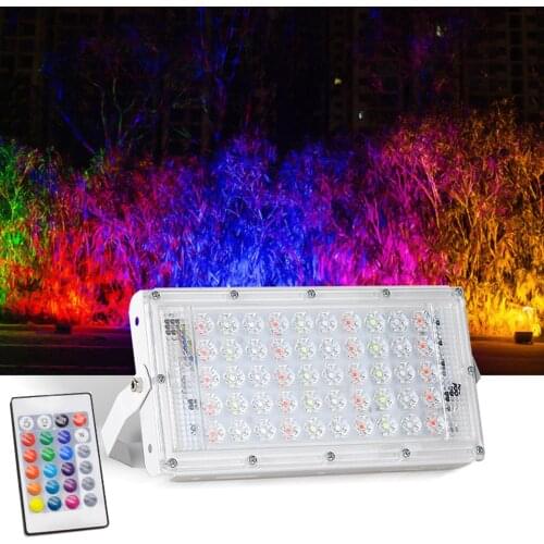 Super Bright 50W AC 220V RGB LED Floodlight with Remote Controller Waterproof LED Spotlight Reflector Outdoor LED Floodlight
