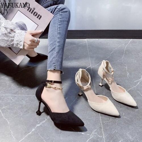 Fashion High Heels Shoes Women Pumps Buckle Strap Sexy Thin High Heels Pointed Toe Non-slip Fashion Ladies Shoes Size 34-40