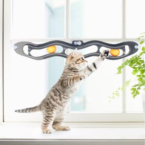 Interactive Cat Toy Funny Pet Cat Track Ball Toy Windows Sucker Toy Play Pipe With Balls Tunnel Pet Products Accessories
