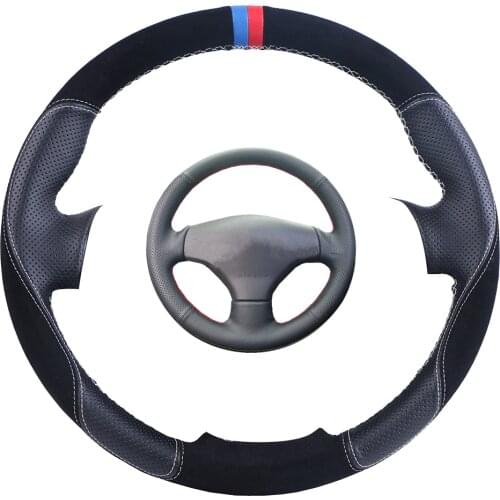 Suede Leather Car Steering Wheel Cover For Peugeot 206 1998-2005 206 SW 2003-2005 206/Custom Steering Wrap Braid