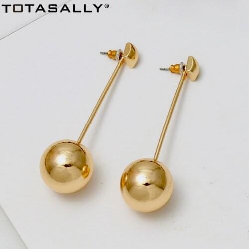 TOTASALLY Womens Earrings Fashion Minimalism Earrings Brass Ball Stick Pendant Earrings for Party pendientes perlas de Geo