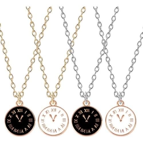 Glamour Lady Necklace Female Compact Design Boho Style Black And White Round Pendant Choker Alloy Chain Fashion Jewelry Gift
