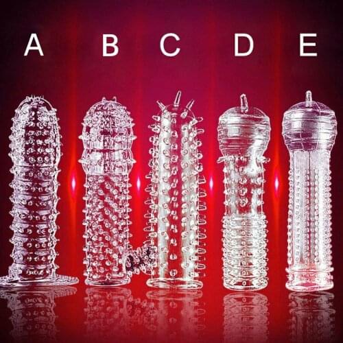 1pcs set Reusable TPE Crystal Penis Sleeve Condom Penis Extendtion Time Delay Soft G Point Kondom Safer Sex Toy for Men Couples
