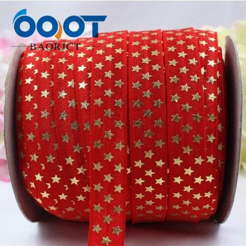 16608-23 ,5/8'' 16MM hot gold print star Elasticity ribbon ,10 yards DIY handmade hair accessories Material , free shipping