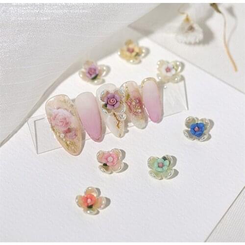 2/8pcs Japanese 3D Candy Flower Plant Translucent Nail Studs Nail Decoration Nail Parts Decoration Nail Art Nail Salon