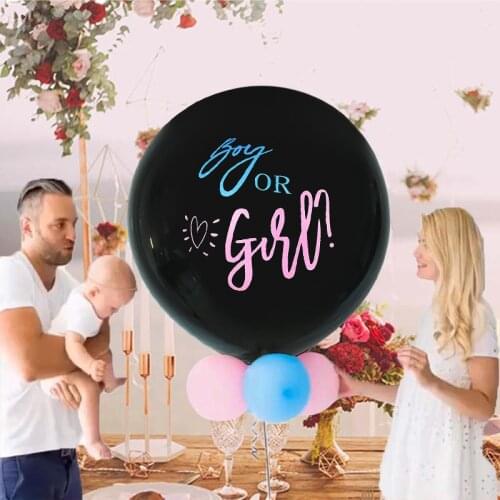 36inch Gender Reveal Decorations Black Confetti Balloons Boy or Girl Latex Ballon for Baby Shower Birthday Party Decor Supplies