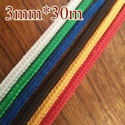 6 colors 3mmx25m braided nylon rope Polypropylene rope DIY accessory hang tag bondage clothes line boat sailing free shipping