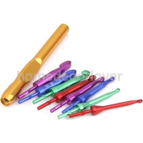 Alumina 8 Interchangeable Crochet Hook Head One Handle 20 Stitch Ring Set