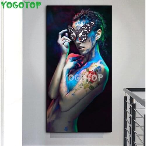Diy diamond painting Abstract Nude Art Tattoo Women with Butterfly Portrait 5d embroidery full drill handmade mosaic Art YY4540