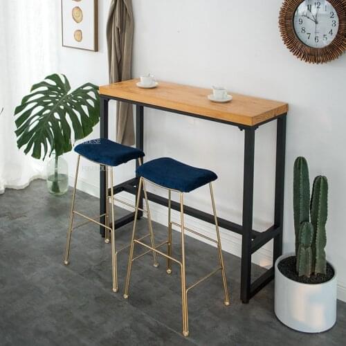 American Wrought Iron Restaurant Bar Stool for Living Room High Bar Stools Kitchen Furniture Simple Coffee Shop Barstool Modern