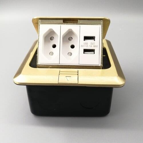 AC1 Damping Floor Socket Brazial Type Socket With USB Aluminium/ Copper Soft Pop Up Socket