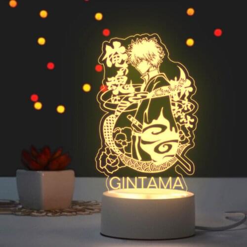 Anime Figures Sakata Gintoki Kuroko Tetsuya 3D LED Night Light Acrylic Light Bedroom Home Atmosphere Decorative Lamp Gifts Light