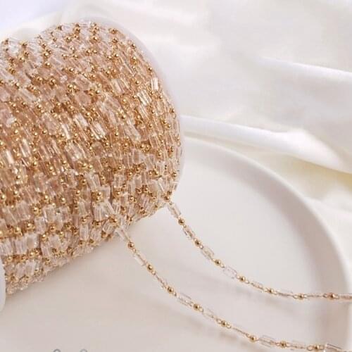 Plated 14K True Gold Filled Color Retention Crystal Rectangular Beads Necklace Chain DIY Jewelry Making Accessories Findings