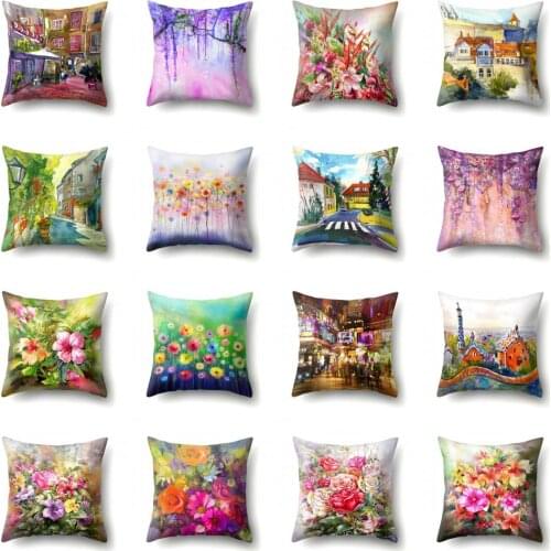 Flower Pillow Case Polyester Pillowcase Bed Head Throw Pillows for Living Room Office Waist Sofa Cushion Cover Home Decor 45x45