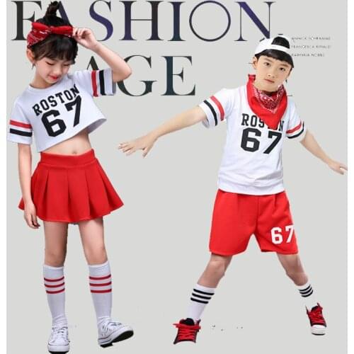 Kids Sport Cheerleaders Dance Costume Girl Hip Hop Dance Costuem Boy Jazz Dance Clothing for Performance Street Dance Clothing