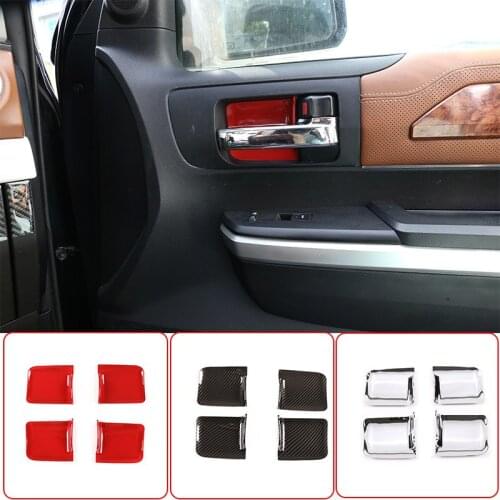 For Toyota Tundra/Sequoia 2007-2021 ABS Carbon Fiber/Red Door Inner Door Bowl Protective Cover Sticker Car Interior Accessories