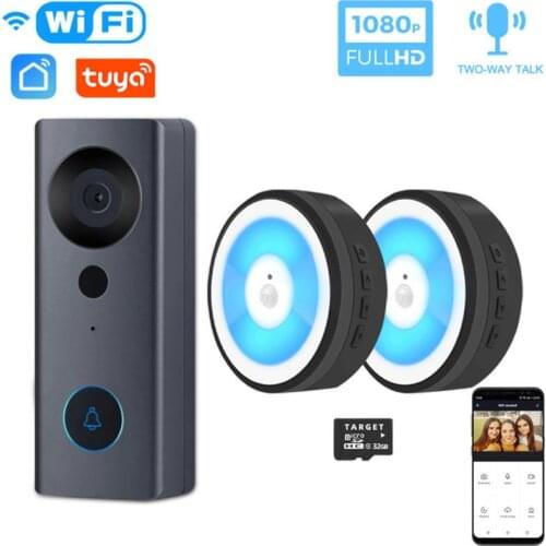 1080P Tuya Smart Doorbell Camera Wifi Wireless Call Intercom Video-Eye for Apartments Door Bell Ring for Phone Home Security Cam