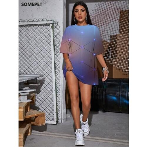 SOMEPET Geometry T Shirt Women Cube Summer Abstract T-shirts 3d Psychedelic Tshirt Printed Womens Clothing Short Sexy Tee Shirt