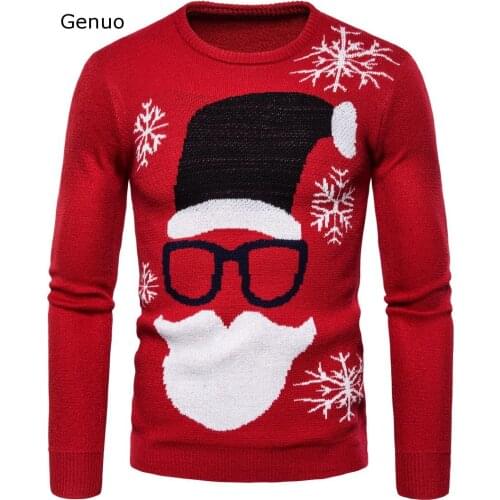 Genuo 2020 Christmas Sweater Men And Women Casual O-Neck Pullovers Men Fashion Warm Slim Fit Mens Sweaters Pull Homme