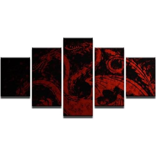 HD Prints Western Mythology Three Heads Of The Red Dragon Art Canvas Pintings For Home Decor Poster Picutres Decorativos Quadros