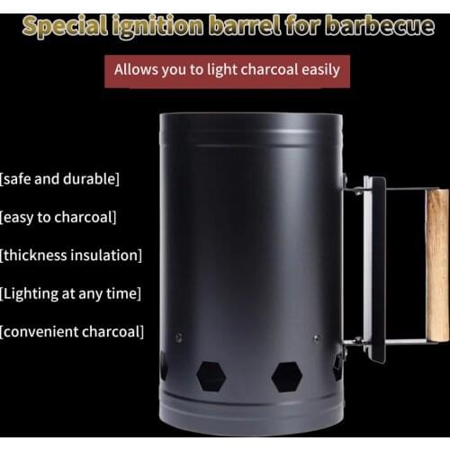 Barbecue Tools With Handle Ignition Anti Slip Outdoor Camping Carbon Chimney Starter Fire Grill Charcoal Fast Stove Barrels
