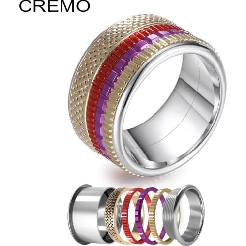 Cremo BOHO Stainless Steel Rings Women Band Interchangeable Combination Fidget Meditation Anxiety Relief Ring Free Box