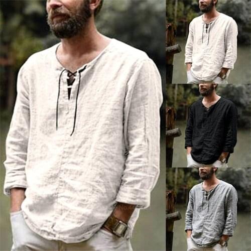 Medieval Cosplay Costumes Adult Men Long Sleeve Solid Lace Top Halloween Carnival Middle Ages Vintage Clothing