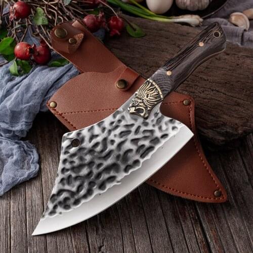 Kitchen Chinese Knives Handmade Forged Chef Knife Meat Cleaver Slaughter Knife Vegetable Fruit Chopper Kitchen Cutter