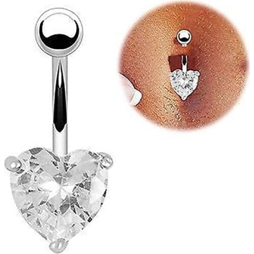 Hot Sale Star Love Heart Crystal Stainless Steel Belly Button Fashion Surgical Steel Dangle Belly Navel Piercing