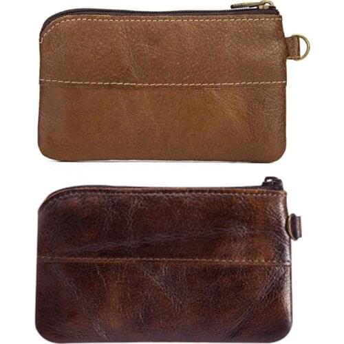 Fashion Women Men Leather Coin Purse Card Wallet Clutch Zipper Small Change Bag Coffee/Brown