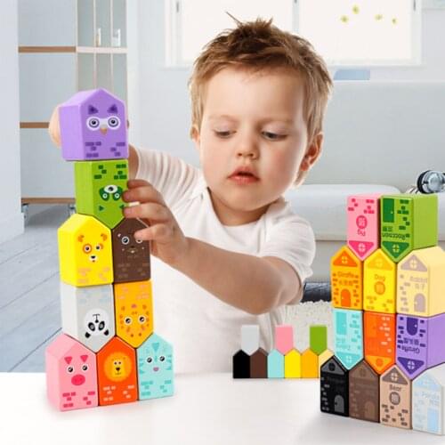 Montessori toys New happy town childrens building blocks wooden space master thinking training educational toys