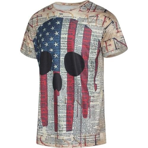 Independence Day 3D Digital T-shirt Star and Stripe Print Short Sleeve Round Neck Pullover Men 2021 New