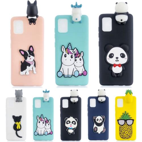Cute 3D Panda Unicorn Cat Puppy Soft TPU Case For Samsung A02S A12 A32 A42 A52 A72 M31 M21S Case Funda Cartoon Cover Girl Child