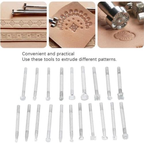 20Pcs Leather Craft Stamp Sets Punch Stamping Carving Pattern Making Tool Leathercraft Embossing Mold Leather Stamps Tool