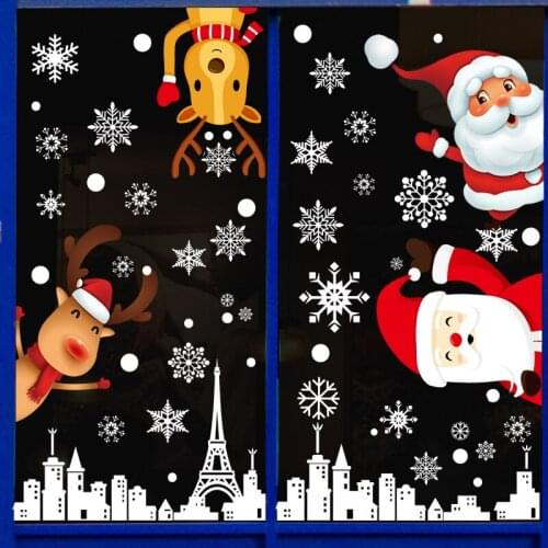 Snowflake Stickers Christmas Wall Stickers Removable Decorations for Shop Window Glass Bedroom Decor Wall Decor
