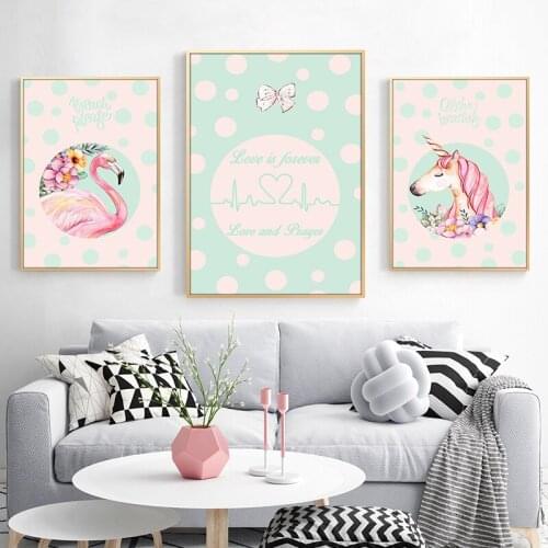 Wall Art Pink Still Life Flamingo Cute Anime Poster And Prints Room Decor Aesthetic Home Design Scandinavian Painting