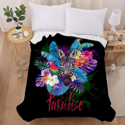 Zebra floral Blanket animal bedspread for Kid Adult Bedding Sofa Throws Soft