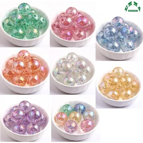 Colorful Transparent Powder Paved Beads Acrylic Round Loose Spacer Ball Bead for DIY Necklace Making Charms Jewelry Findings