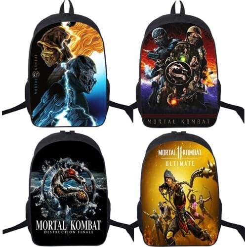 Boys Girls Mortal Kombat Backpack Cartoon Game Book Bags Teens Travel Bags Book Rucksack High Quality School Bags Gifts Mochila